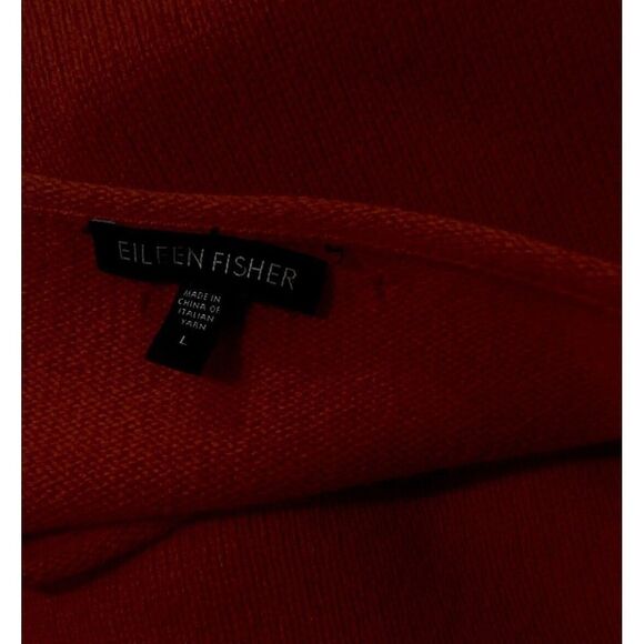 Eileen Fisher Bateau Neck Crop Sweater Large Lava Red Wool Yak Blend BoxM - Picture 5 of 7